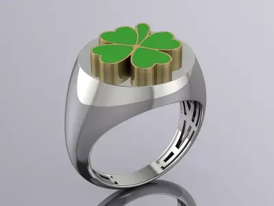 Clover Ring Elegant Jewelry Brand Gold 3D print model