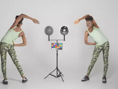 Pretty young african woman doing exercise 240 Low-poly 3D model