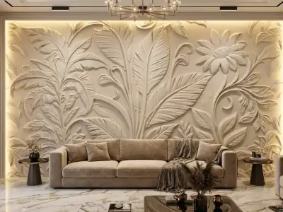  modern panel wall decor set relief stl mural CNC 273 3D model