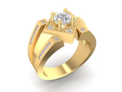 Luxury Geometric Diamond Men Ring 3D Model   2008 3D print model
