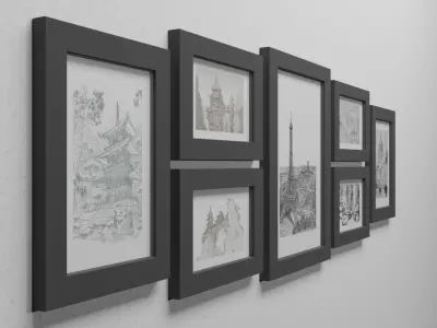 7 Photo Frame Layout Free 3D model