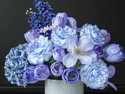 Flower Set 031 Blue Flowers 3D model