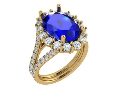 Oval Halo Split Shank Ring 3539 3D print model