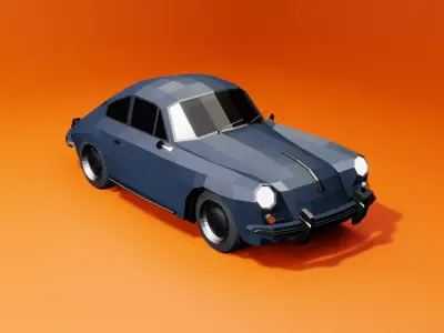 A Classic Porsche 356C Low-poly 3D model
