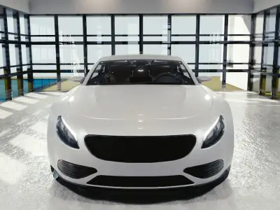 BLENDER EEVEE Brandless Extended Wheelbase 2 door coupe Low-poly 3D model