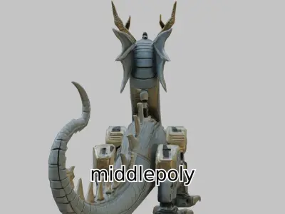 Mechanical Steampunk Dragon Model with Articulated Limbs Low-poly 3D model