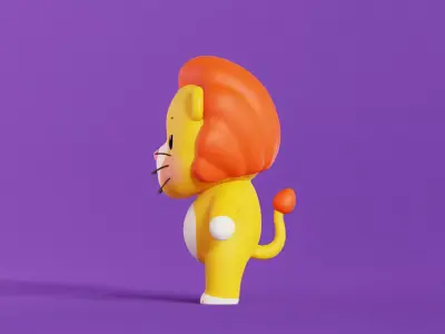 Lion Cartoon Character Chibi Kawaii Low-poly 3D model