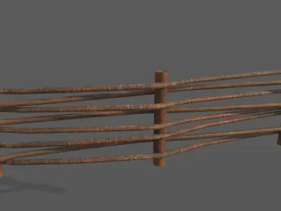 Wooden Weave Fence Free low-poly 3D model