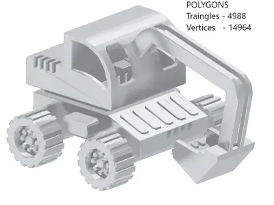 Games Excavator Machinery Toy Low-poly 3D model