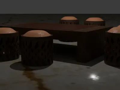small chair table seen 3d models Low-poly 3D model