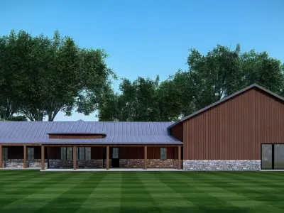 Wooden Barndominium House 3D Model  3D model