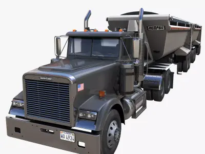 Freightliner Classic  dump trailer Low-poly 3D model