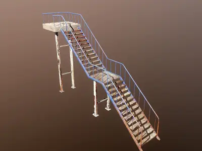 Rusty Iron Stairs PBR Model Low-poly 3D model