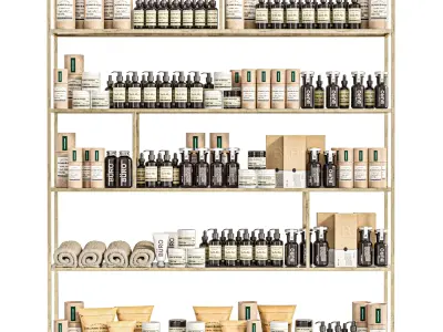 Rack in a beauty salon with luxury cosmetics 3D model