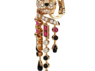 Brand panthere earrings with diamonds 3D print model