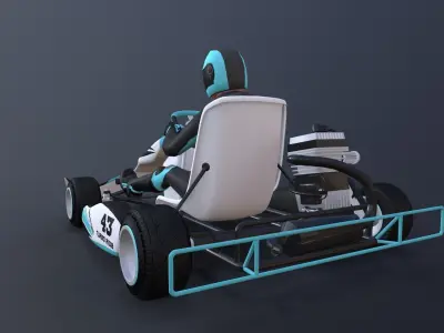 LowPolyKartWithPlayer1 go kart Low-poly 3D model