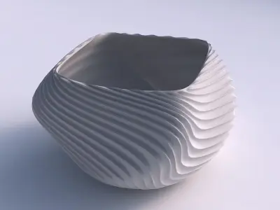 Bowl helix with wavy extruded lines 2 3D print model