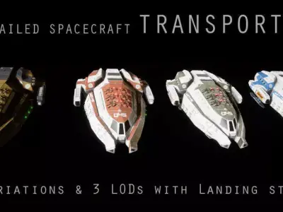 Sci-fi Spaceship Transport Low-poly 3D model