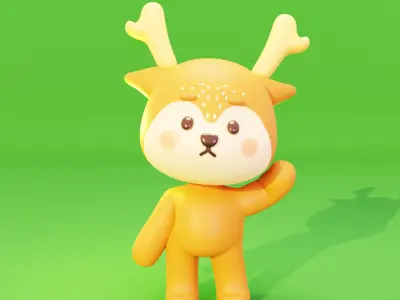 Cute Cartoon Character Rigged Deer 3D model