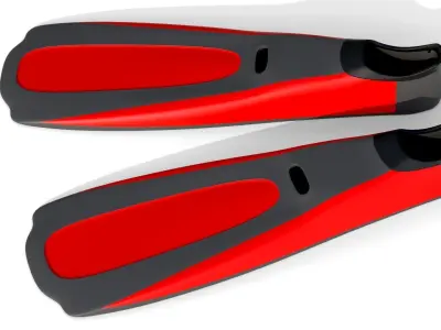 Dive Flippers Red Low-poly 3D model