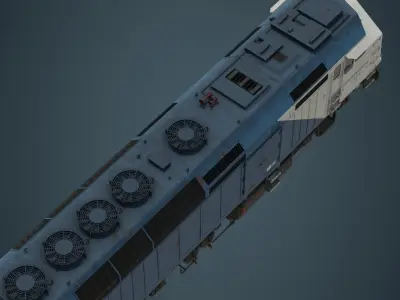 Locomotive And Railcar 1B Low-poly 3D model