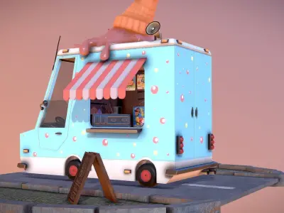 Fhs Ice Cream Truck Low-poly 3D model