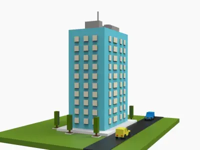 Simple Poly City - Terrian Low-poly 3D model