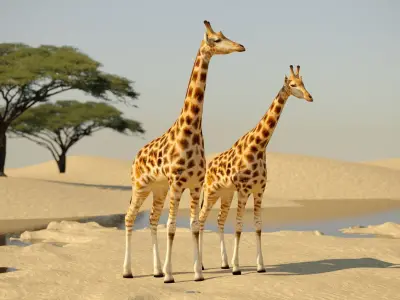 african animals low-poly 3D model