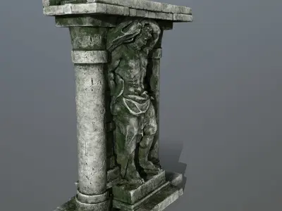 statue 2 three pillars Low-poly 3D model