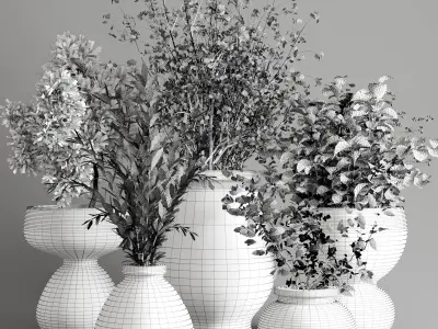 collection Plants Bouquet Indoor glass vase 04 3D model