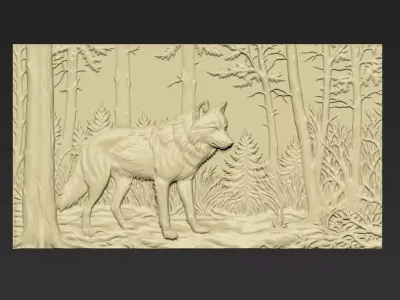 A Wolf in the Forest A126 3D print model