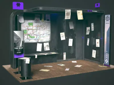 Modern Bus Stop Low-poly 3D model