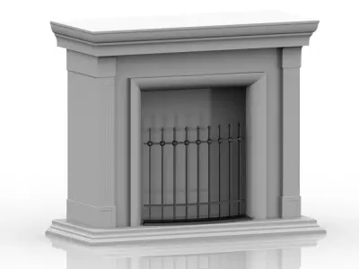 Fireplace with fence 01 3D model