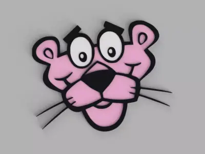 Pink Panther Head Logo Wall Art Free 3D print model