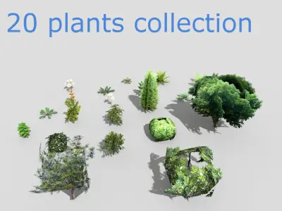 low poly foliage pack Low-poly 3D model
