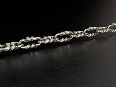 Tiffany chain link bracelet or necklace twist model sizes pack 3D print model