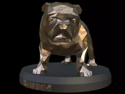 Steampunk Old Bulldog Pose Low-poly 3D model