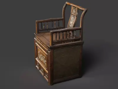 Chinese ancient chair   Low-poly 3D model purchase