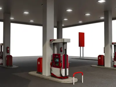 Gas Station Low-poly 3D model 6