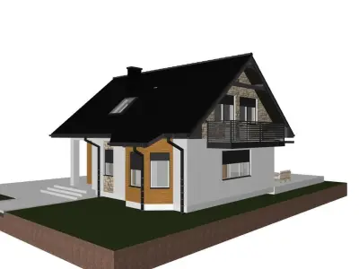 simple house model with gable roof 3D model