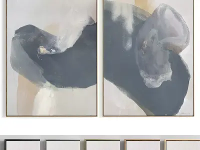 Plaster Two Photo Frame 152 Low-poly 3D model