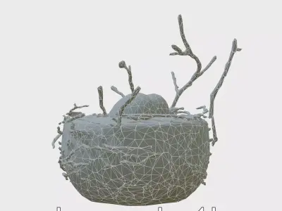 Bird Nest Lamp with LED Branches and Egg Bulbs Low-poly 3D model