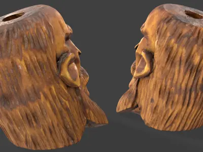 Wooden Head Low-poly 3D model