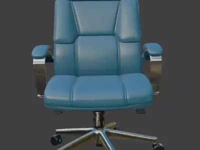 Modern Blue Leather Executive Office Chair High Detail 3D Model 3D model