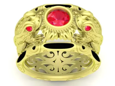 Luxury Ornate Oval Gemstone Men Ring 3D Jewelry Model 3803 3D print model