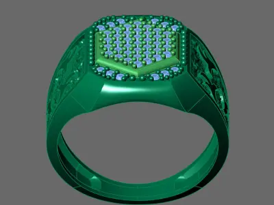 Gents Rings Diamond Men Ring STL 3DM 3D ready print model 3D print model