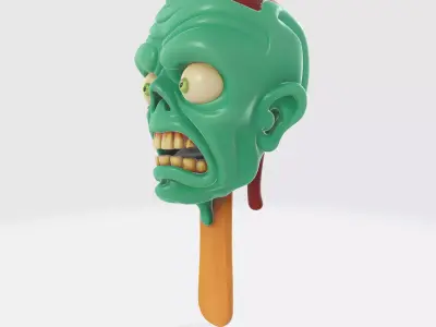 Zombie Head Popsicle Creepy Horror Ice Cream Style Figurine 3D print model