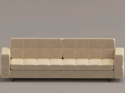 Modern Tufted Beige Sofa 3D Model Low-poly 3D model