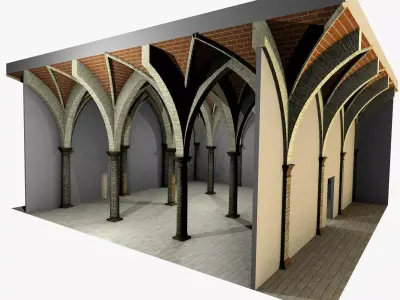 Vaulting 4-5 Renaissance 750cm spcd thick arches and thick curbs Low-poly 3D model