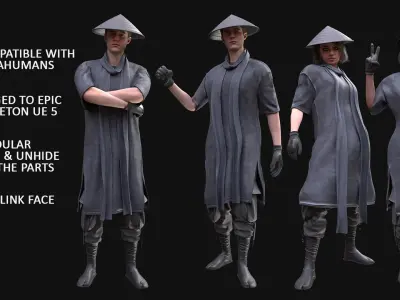 Mens and Womens Warrior Outfit 1 3D Model Collection